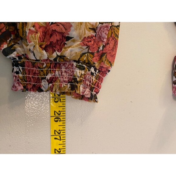 Floral Chiffon Dress or Long Blouse Crisscross Neckline & 3/4 Sleeves Size 0X XL - Picture 9 of 9